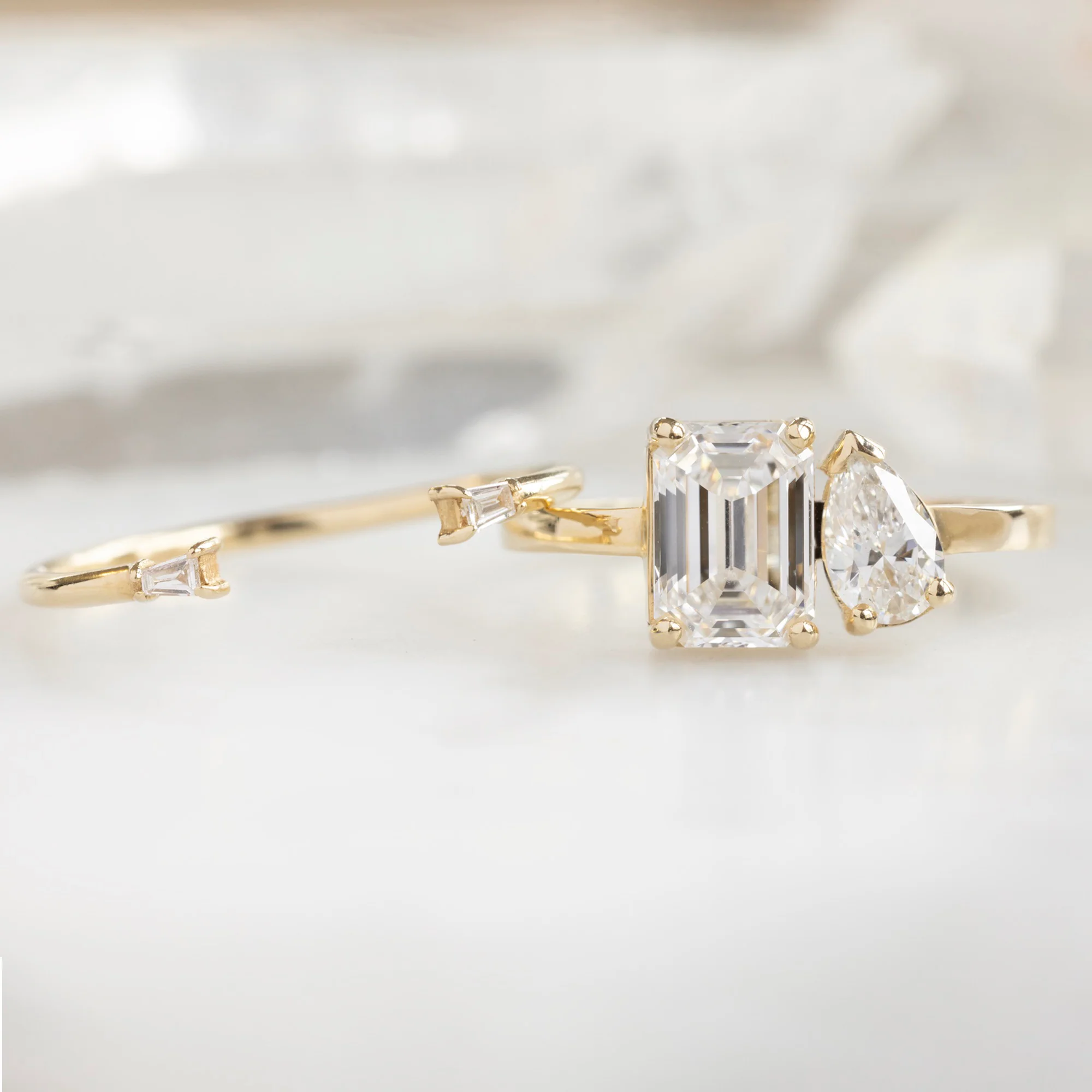 The You and Me Ring | 1.50ct Emerald Cut Lab Grown White Diamond in 14K Yellow Gold - Image 5