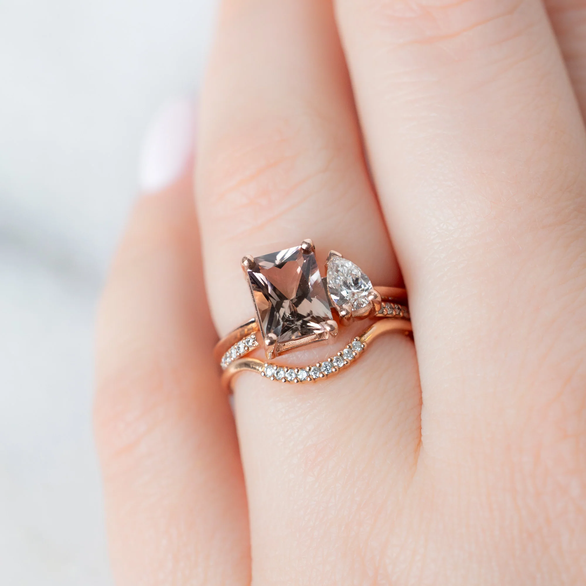 The You & Me Ring | 1.52ct Emerald Cut Bicolor Tourmaline in 14K Rose Gold - Image 2