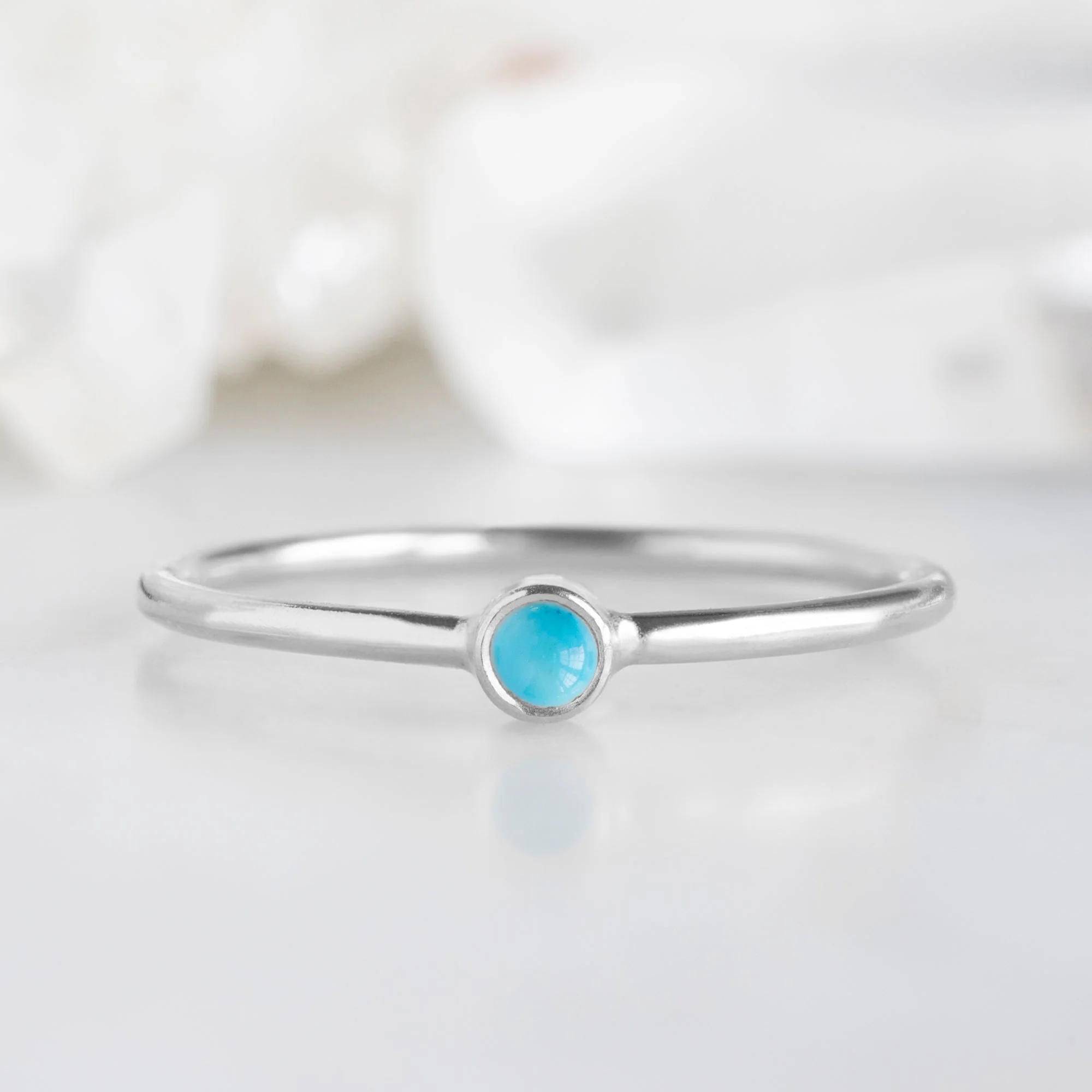 Turquoise Birthstone Stacking Ring | Yellow, Rose or White Gold - Image 5