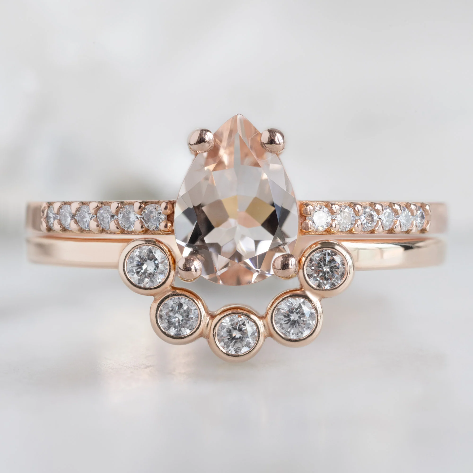 White Diamond Bezel Arc Stacking Band | Yellow, Rose or White Gold - Image 4