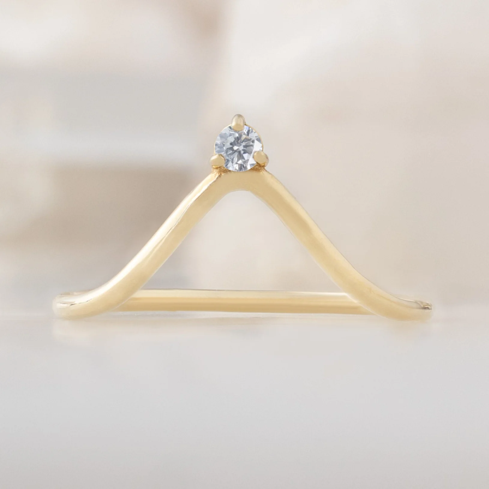White Diamond Crown Stacking Band | Yellow, Rose or White Gold
