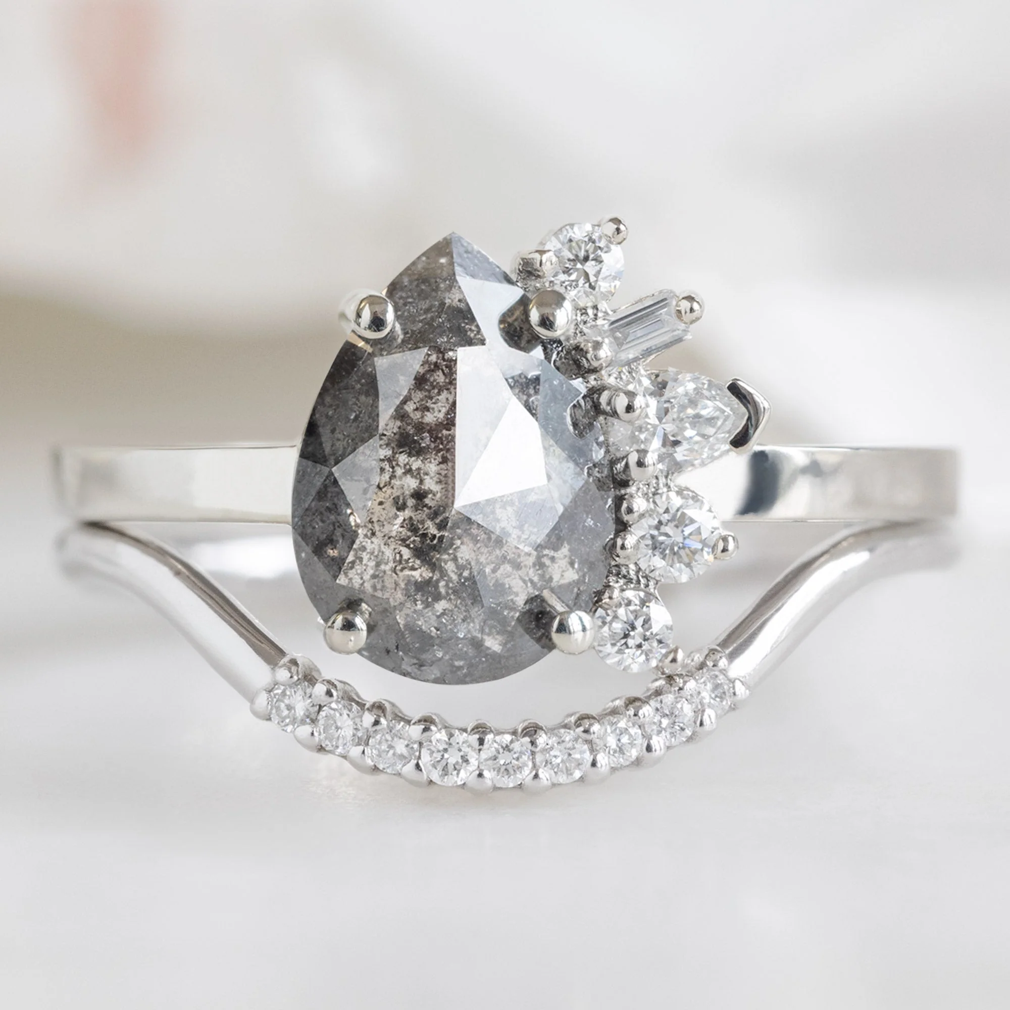 White Diamond Pavé Arc Stacking Band | Yellow, Rose or White Gold - Image 9