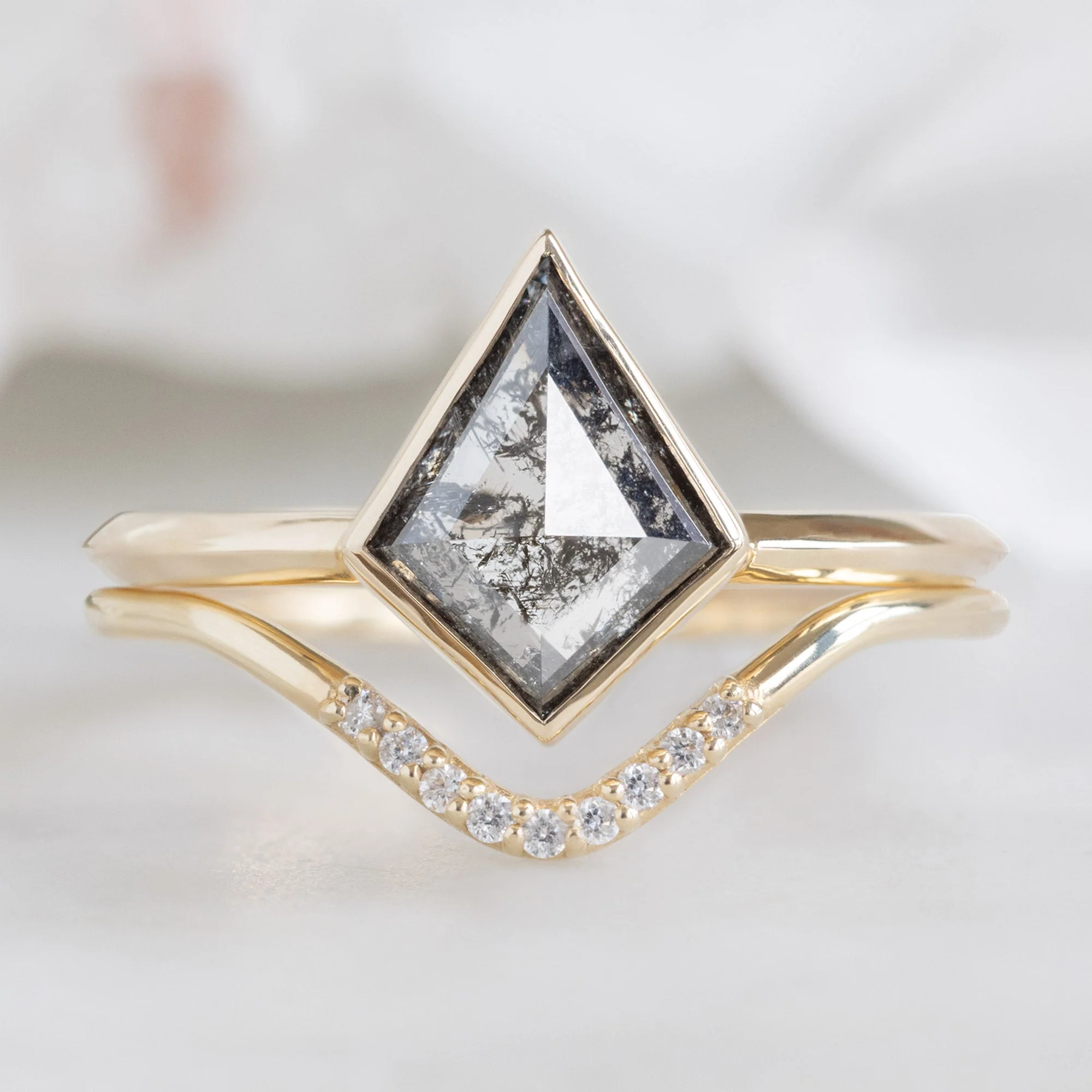 White Diamond Pavé Peak Stacking Band | Yellow, Rose or White Gold - Image 3