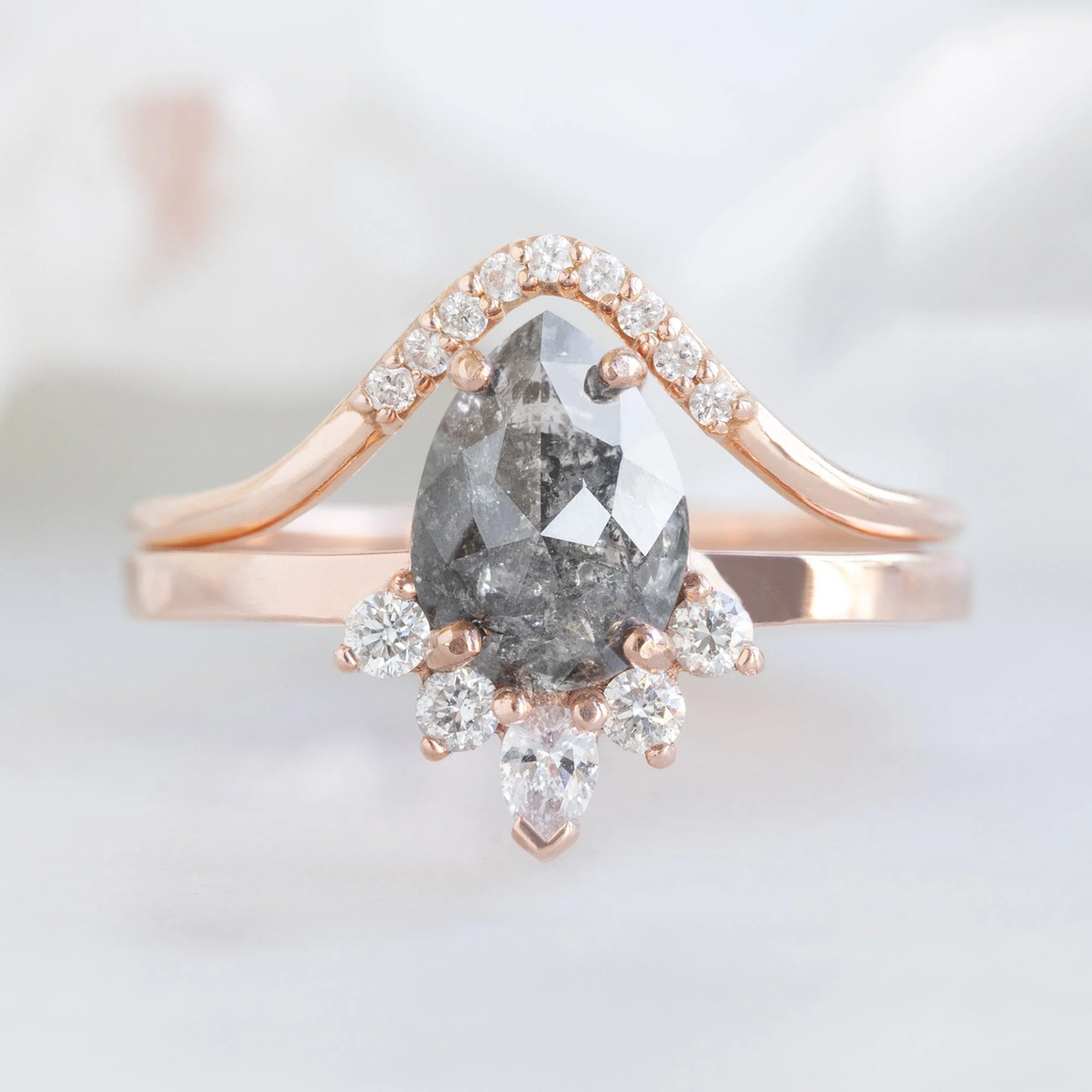 White Diamond Pavé Peak Stacking Band | Yellow, Rose or White Gold - Image 6