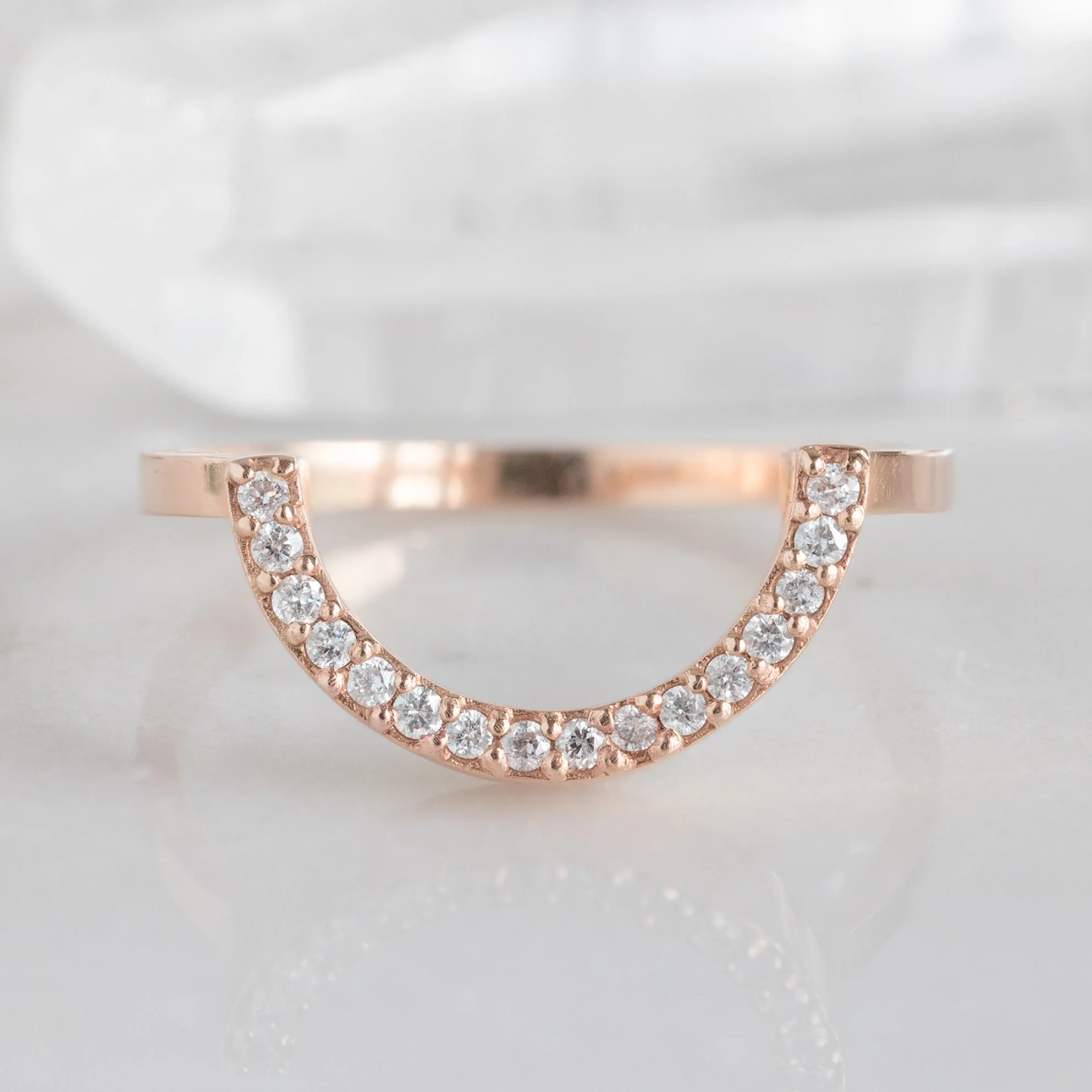 White Diamond Pavé Wide Arc Stacking Band | Yellow, Rose or White Gold