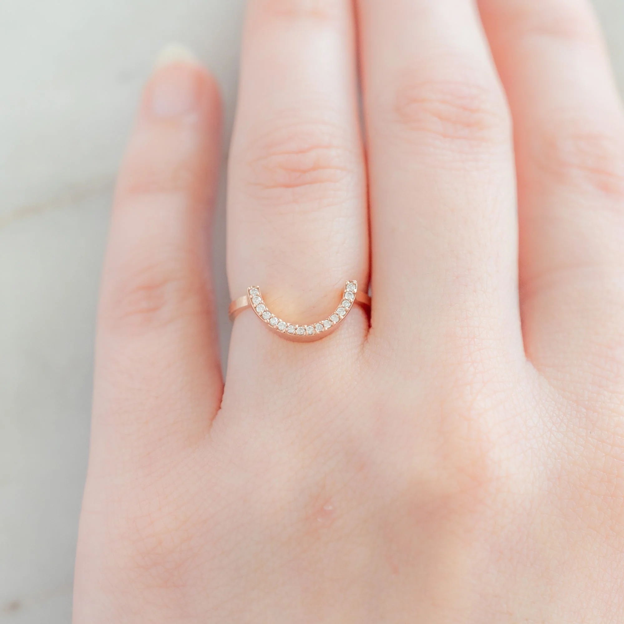 White Diamond Pavé Wide Arc Stacking Band | Yellow, Rose or White Gold - Image 5