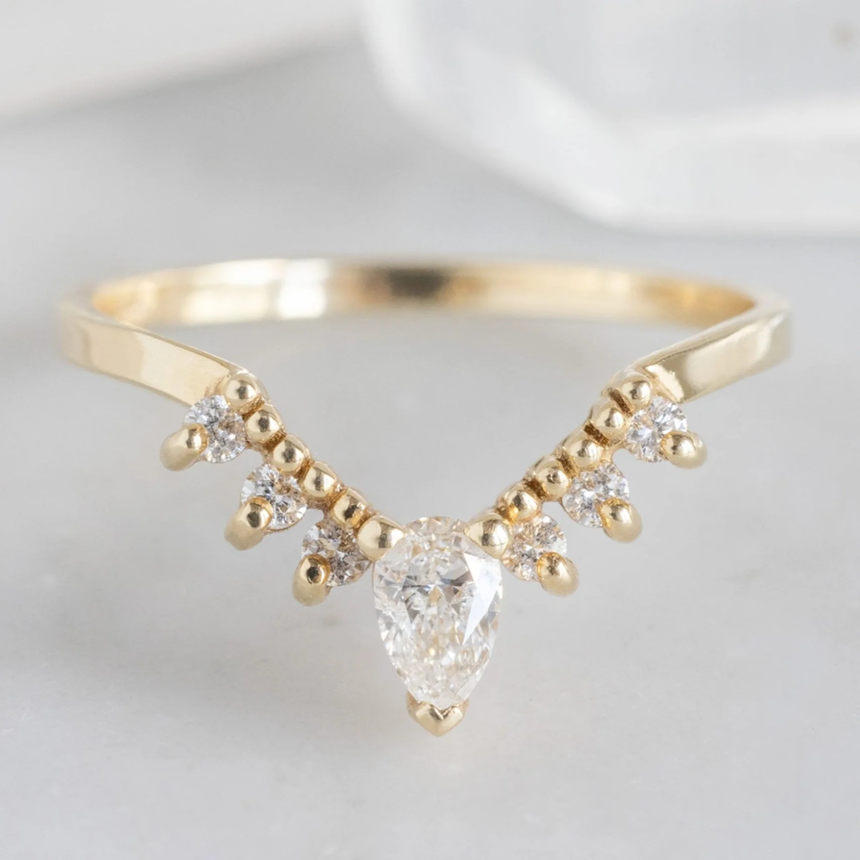 White Diamond Sunburst Stacking Band | Yellow, Rose or White Gold
