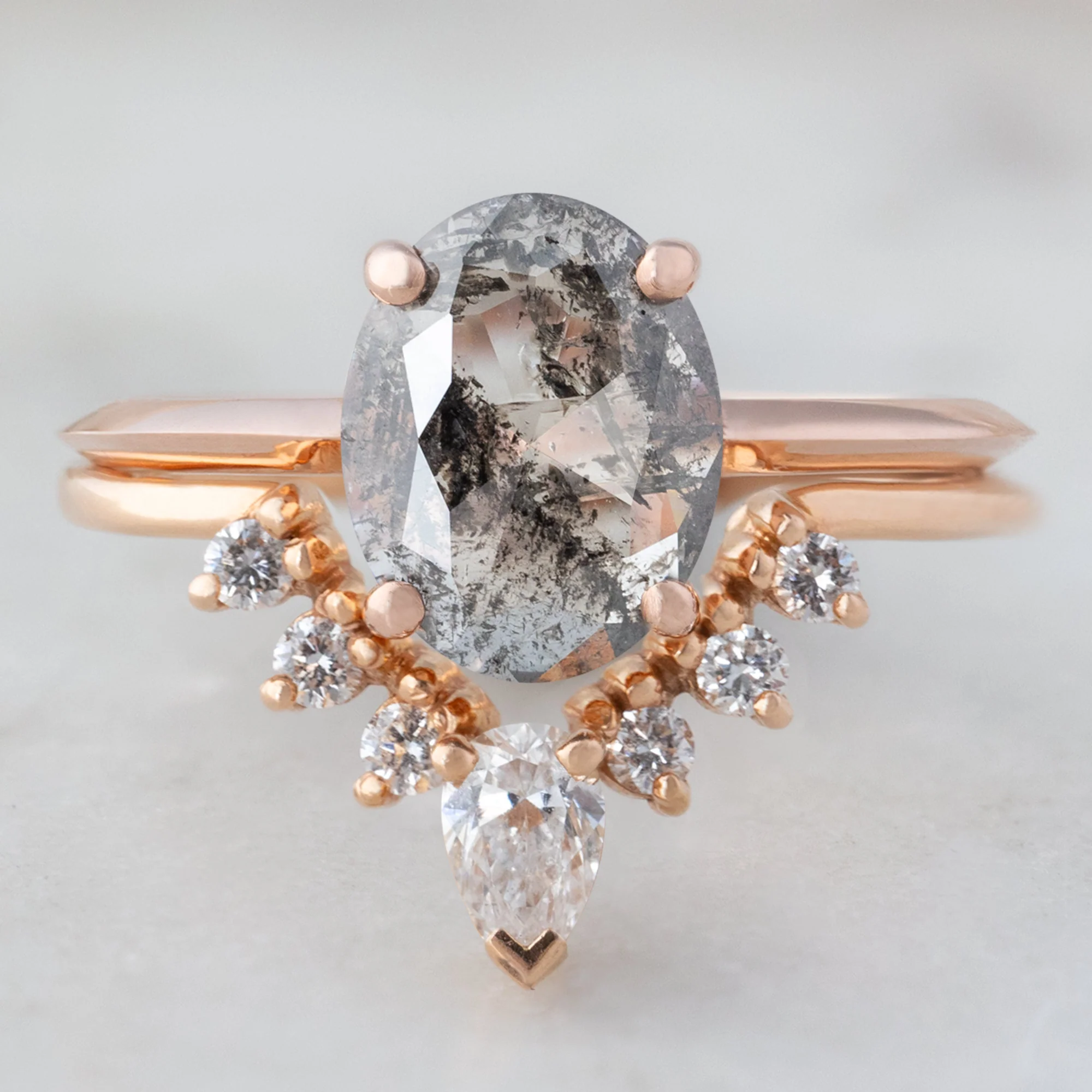 White Diamond Sunburst Stacking Band | Yellow, Rose or White Gold - Image 5