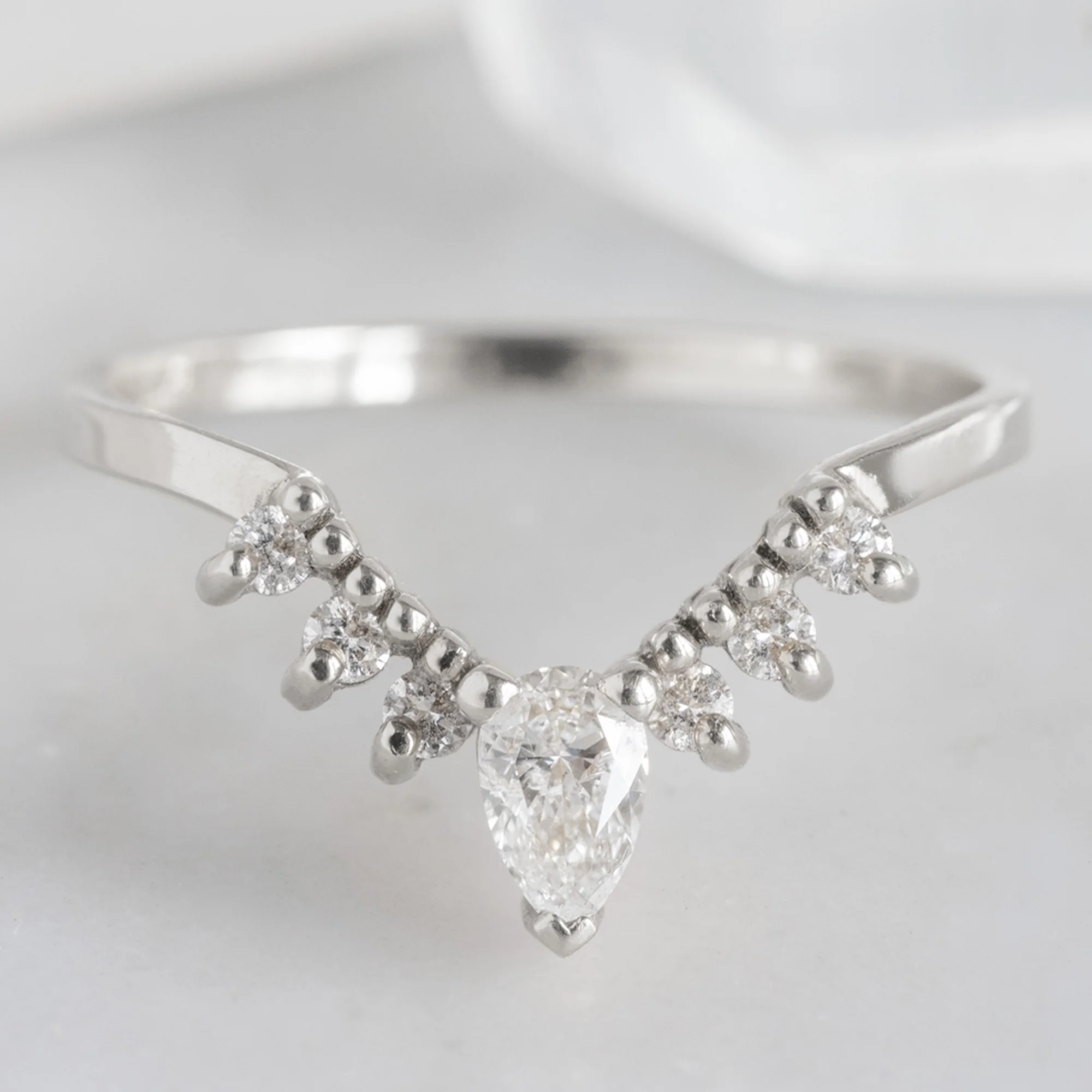 White Diamond Sunburst Stacking Band | Yellow, Rose or White Gold - Image 7