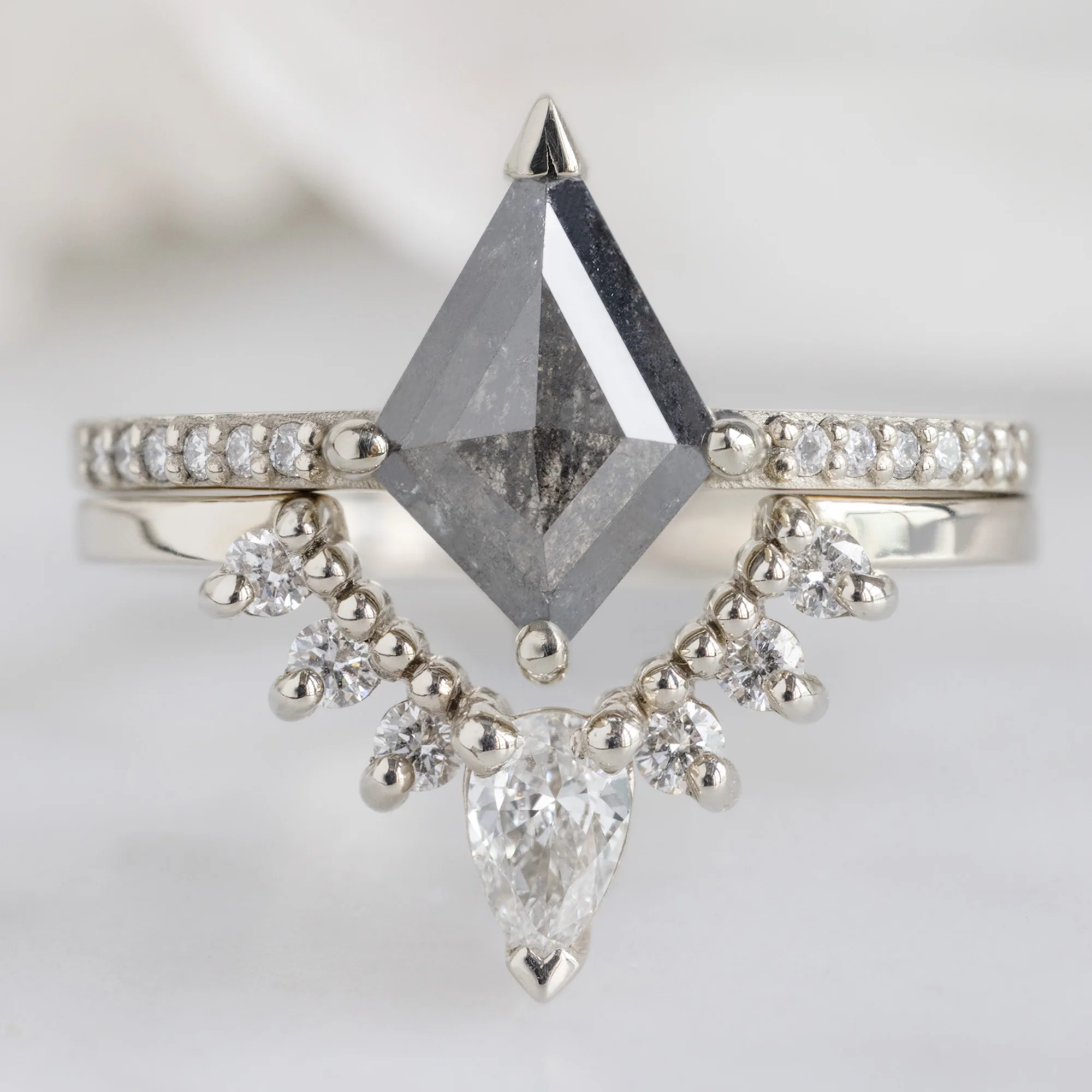 White Diamond Sunburst Stacking Band | Yellow, Rose or White Gold - Image 8